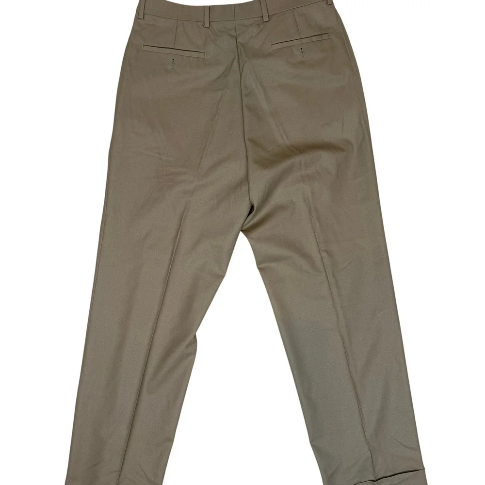 Lauren‎ Ralph Lauren Mens Khaki Pleated Flat Front Pants Total Comfort 33x32